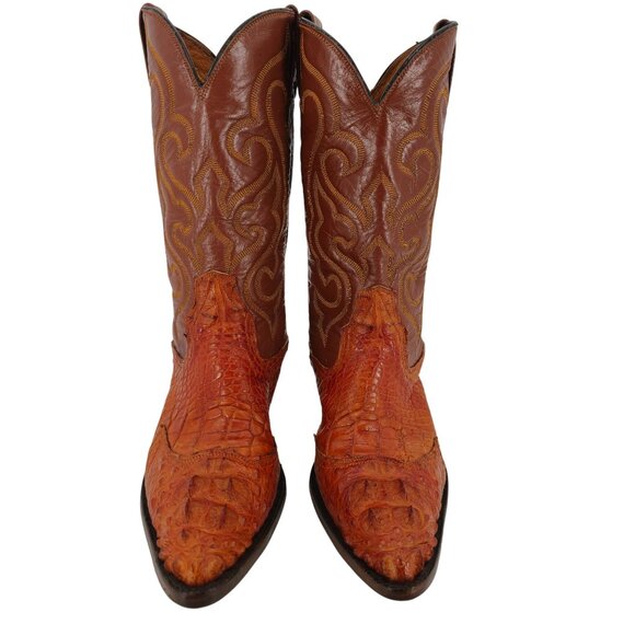 Custom Handmade Mens 11 Brown Unique cut Hornback Alligator Cowboy Western Boots - Picture 3 of 16